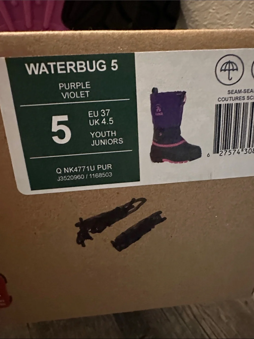 Kamik Purple and Black Kids Waterproof Snow Boots